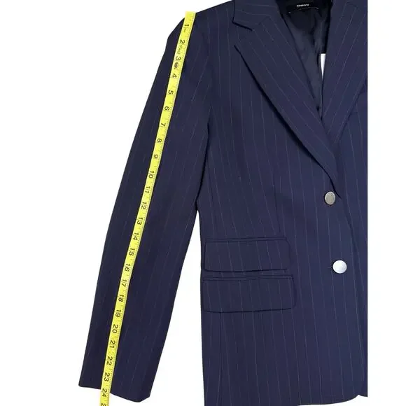 THEORY Tailor Blazer Pinstripe Navy Wool Jacket - Picture 15 of 16